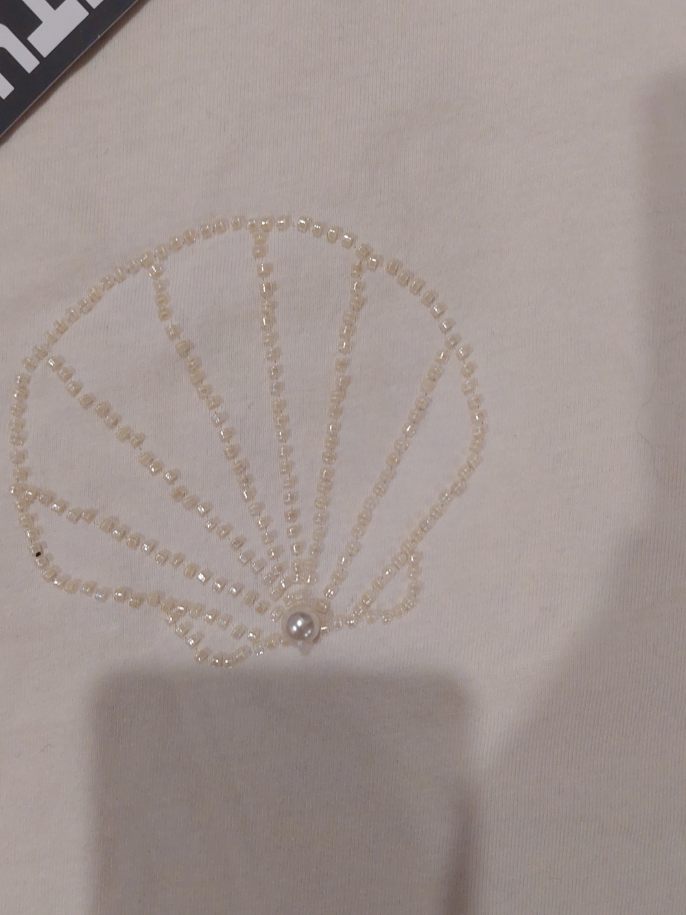 Future Collective Cream Shell Embellished Crop Tee - Picture 2 of 4